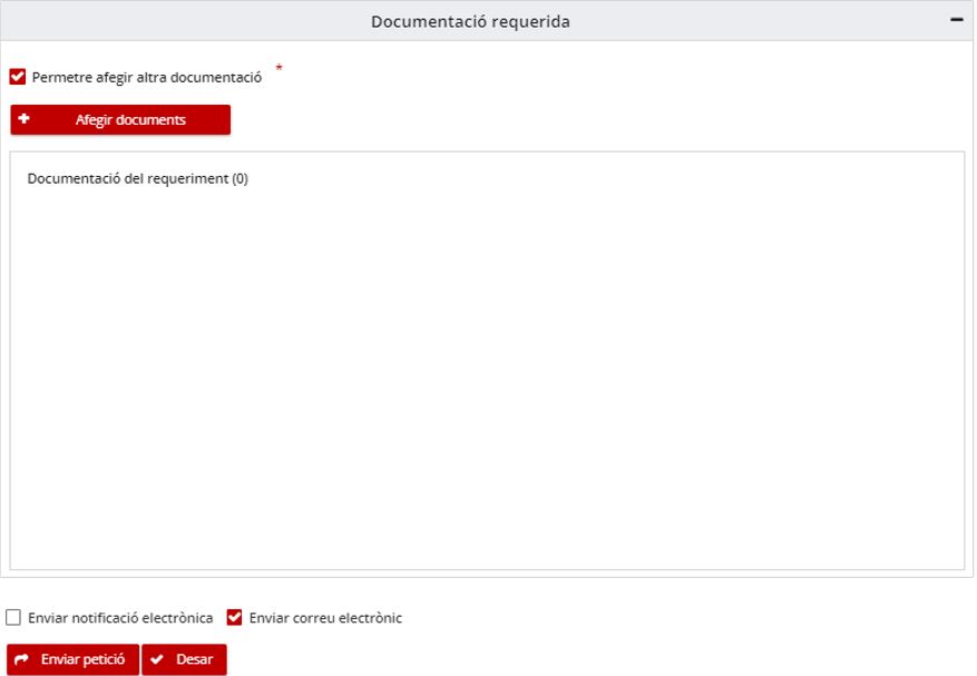 Espai per afegir documents i permetre afegir documentació addicional