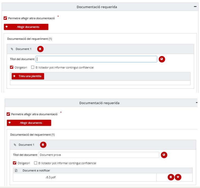 Definir título del documento añadido y si es obligatorio o no